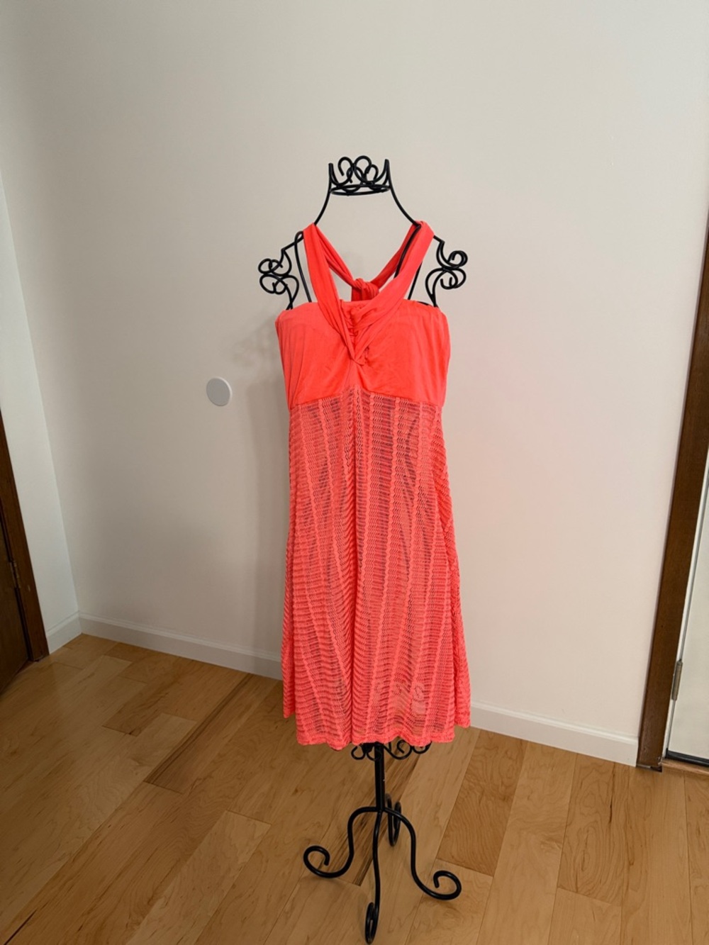 Coral Knit Swimsuit Cover Up with Twist Front